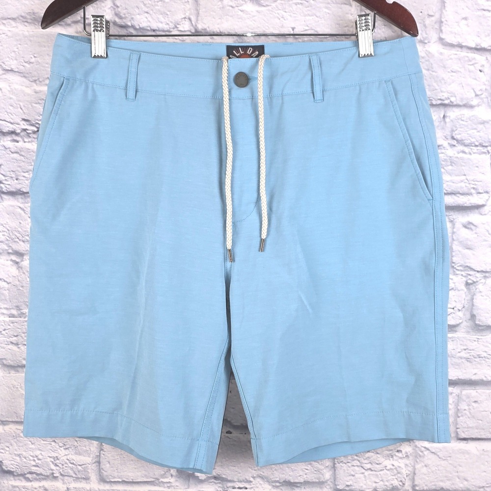 Faherty All Day Shorts Men 9" inseam Light Blue Hybrid Stretch Drawstring Sz 33